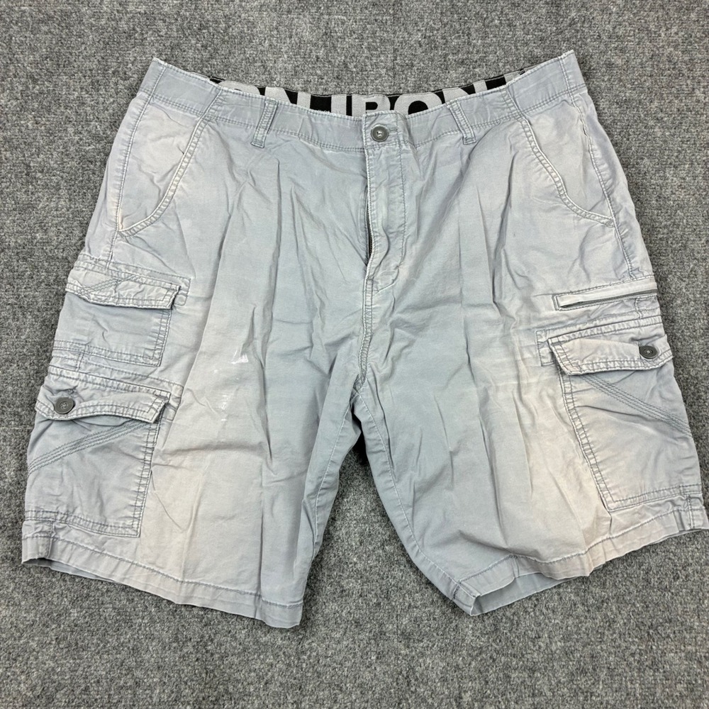 Unionbay Mens Cargo Shorts Size W38 Gray Blue Utility Multi Pocket Casual